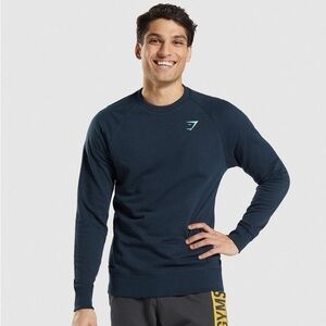 Gymshark Bold Crew Pullover Sweatshirt Mens Medium Slim Fit Navy Blue Athleisure